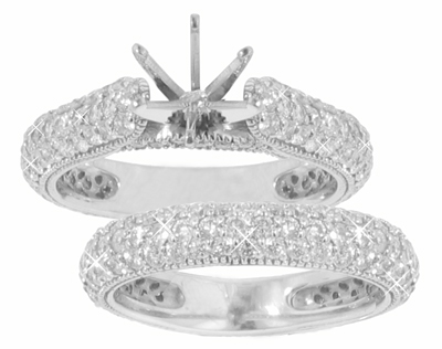 2.40 Ct. TW Round Diamond Engagement Mount with Wedding Band