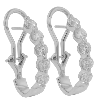 1.80 Ct. TW Round Diamond Huggie Earrings With Omega Clip Backs