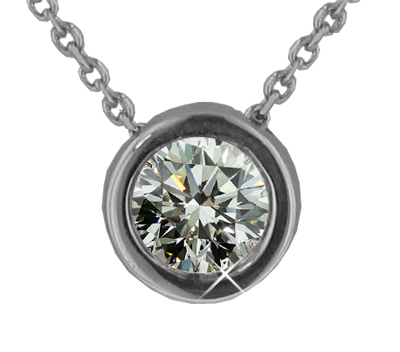 1.15 Ct. TW Bezel Set Round Cut Diamond Solitaire Pendant in 14 kt. With 18â€ Chain