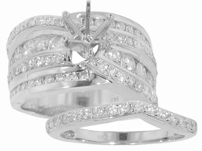 2.65 Ct. TW Round Diamond Engagement Mount with Form Fit Wedding Band