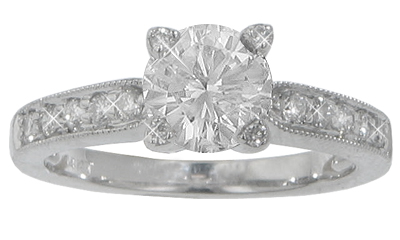 1.69 ct. TW Round Diamond Engagement Ring in Diamond Accent Mounting