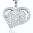 1.25 Ct.TW Pave Round Diamond Heart Pendant in 14 kt. With 16â€ Chain
