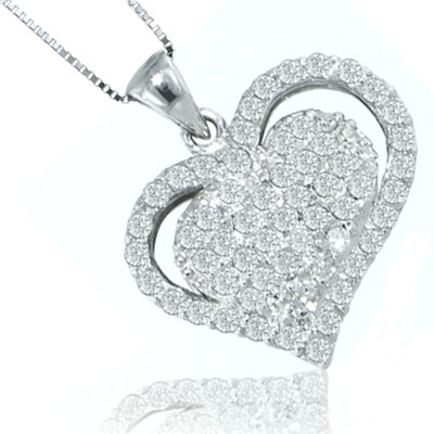 DP-005MA 1.25 Ct.TW Pave Round Diamond Heart Pendant With 18â€ Chain ...
