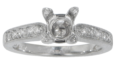 0.77 Ct. TW Round Diamond Accented Engagement Semi Mount