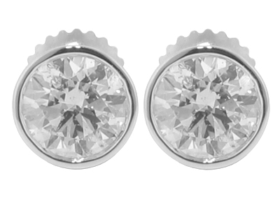 2.24 Ct. TW Round Diamond Stud Earrings in Bezel Screw Back Mounts