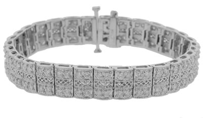 6.05 Ct. TW Round Diamond Double Row Tennis Bracelet in 14 kt. Wide Mounting