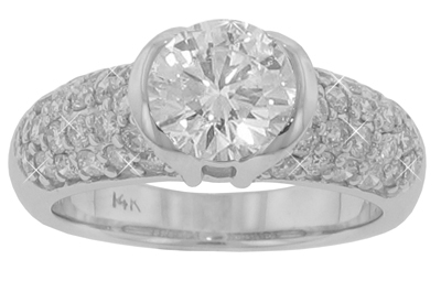 2.60 ct. TW Round Cut Diamond Engagement Half Bezel Ring
