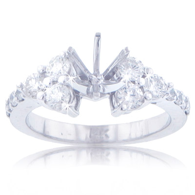 1.45 Ct. TW Round Diamond Cluster Engagement Semi Mount