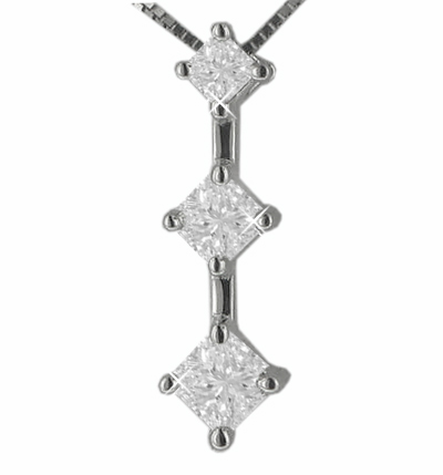 0.50 Ct. TW Princess Diamond Drop Pendant in 14 kt. With 16
