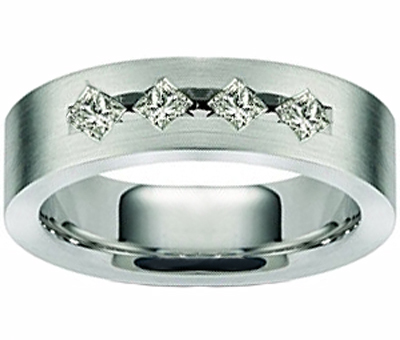 0.65 Ct. TW Men’s Princess Diamond Wedding Band