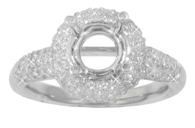 1.40 Ct. TW Round Diamond Micro Pave Halo Engagement Semi Mount