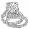 3.65 Ct. TW Princess Cut Halo Engagement Ring and Wedding Band
