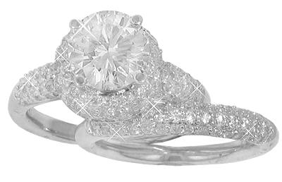 2.90 Ct. TW Round Diamond Engagement Ring with Matching Wedding Band