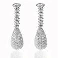 4.15 Ct. TW Micro Pave & Bezel Set Round Diamond Raindrop Earrings in 14 kt. Post Back Mounts