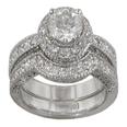 3.66 Ct. TW Round Diamond Antique Style Engagement Ring and Matching Band