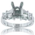 0.56 Ct. TW Round and Baguette Diamond Engagement Semi Mount