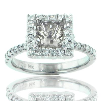 1.00 Ct. TW Round Diamond Halo Engagement Semi Mount