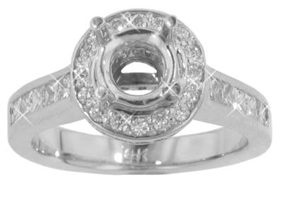 1.40 Ct. TW Round and Princess Diamond Halo Engagement Semi Mount