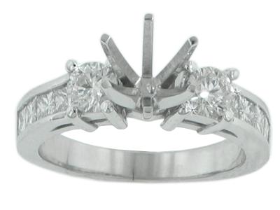 1.25 Ct. TW Round and Princess Diamond Engagement Semi Mount