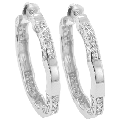 2.50 Ct. TW Round Diamond Pave Hoop Earrings
