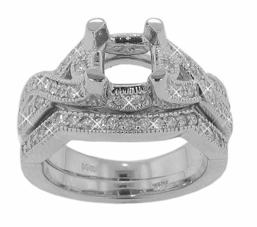 1.25 Ct. TW Round Diamond Engagement Mount with Form Fit Wedding Band