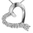 1.50 Ct. TW Round Diamond Ribbon Heart Pendant in 14 kt. With 16â€ Chain