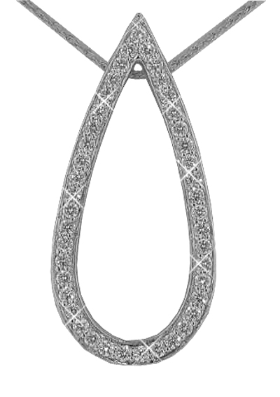 1.00 Ct. TW Pave Round Diamond Teardrop Pendant in 14 kt. With 16â€ Chain