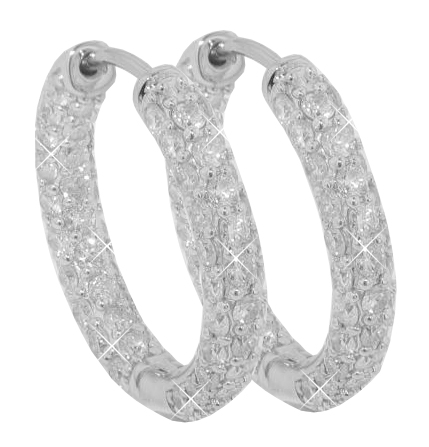 5.50 Ct. TW Round Pave Diamond Hoop Earrings