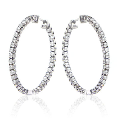 1.40 Ct. TW Round Diamond Inside-Outside Hoop Earrings