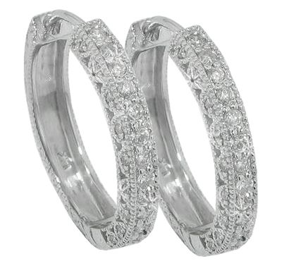 1.25 Ct. TW Round Diamond Hoop Earrings
