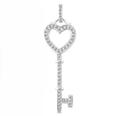 0.30 Ct. TW Pave Round Diamond Heart Key Pendant in 14 kt. With 18â€ Chain