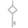 0.40 Ct. TW Pave Round Diamond Square Head Key Pendant in 14 kt. With 18â€ Chain