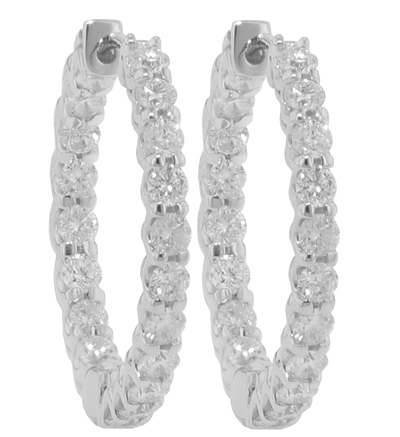 2.75 Ct. TW Round Diamond Inside-Outside Hoop Earrings