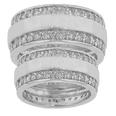 His & Hers Round Diamond Two Row Eternity Wedding Bands in 14 kt. Comfort Fit Rings