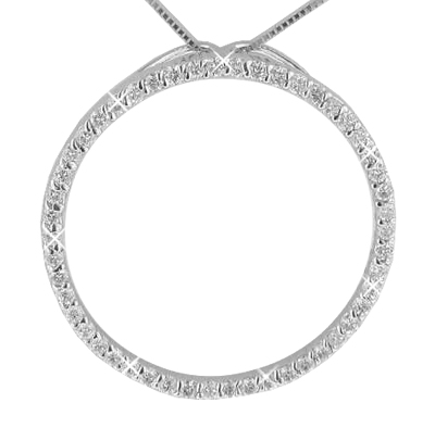 0.50 Ct. TW Large Round Diamond Circle Love Pendant in 14 kt. With 16â€ Chain