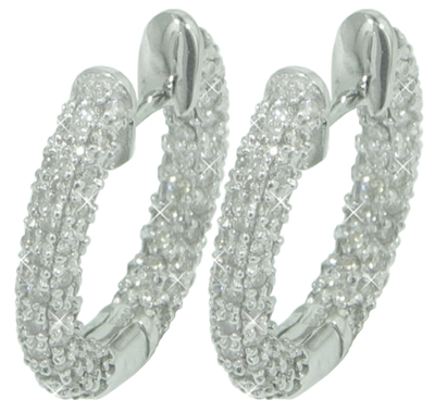2.75 Ct. TW Round Pave Diamond Hoop Earrings