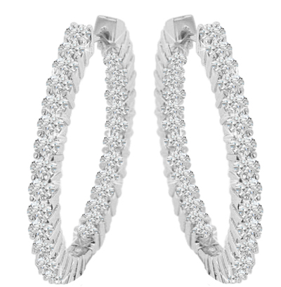 4.20 Ct. TW Round Diamond Inside-Outside Hoop Earrings
