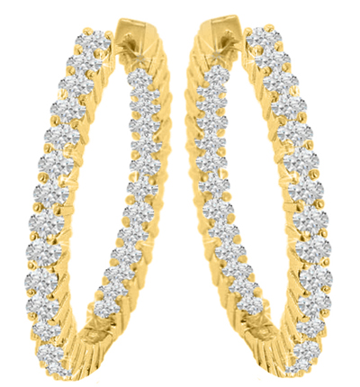 4.20 Ct. TW Round Diamond Inside-Outside Hoop Earrings in Yellow Gold
