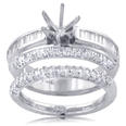1.25 ct. TW ROUND and BAGUETTE CUT ENGAGEMENT MOUNT with WEDDING BAND