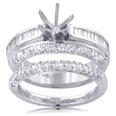 1.25 ct. TW ROUND and BAGUETTE CUT ENGAGEMENT MOUNT with WEDDING BAND
