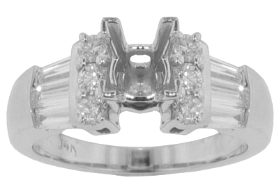 1.00 Ct. TW Round and Baguette Diamond Semi Mount