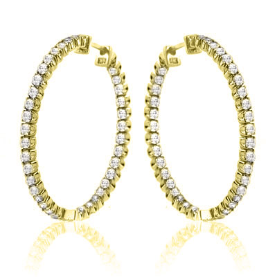 2.75 Ct. TW Round Diamond Inside-Outside Hoop Earrings in Yellow Gold