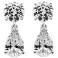 4.00 Ct. TW Round & Pear Shape Diamond Drop Earrings in 14 kt. Post Back Mounts