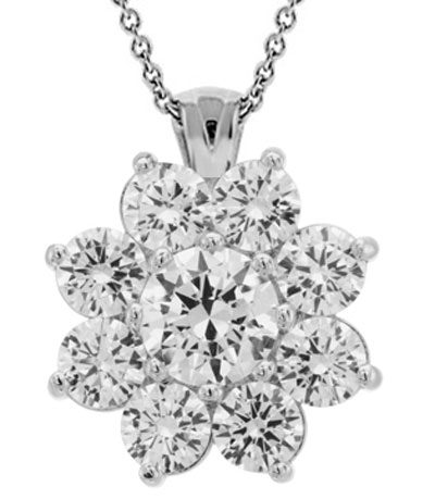 1.50 Ct. TW Round Diamond Flower Cluster Pendant with 16