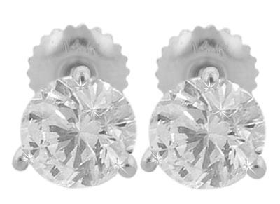 2.32 Ct. TW Round Cut Diamond Stud Earrings in Screw Back Mounts