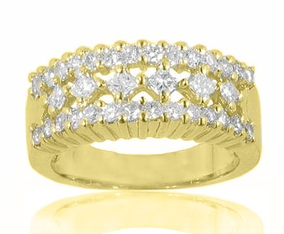 2.20 Ct. TW Round and Princess Cut Diamond Anniversary Band Yellow Gold