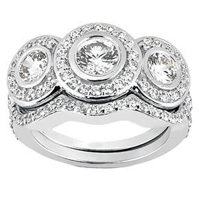 2.00 ct. TW Round Cut Three Stone Diamond Engagement Set