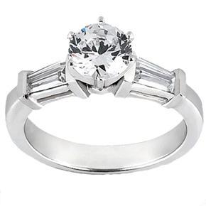 1.32 ct. TW Round and Baguette Cut Diamond Engagement Ring