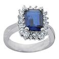 6.95 ct. TW Emerald Cut Blue Sapphire in Diamond Accented 14 kt. White Gold Ring