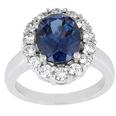 8.85 ct. TW Oval Shape Blue Sapphire in Diamond Accented 14 kt. White Gold Ring